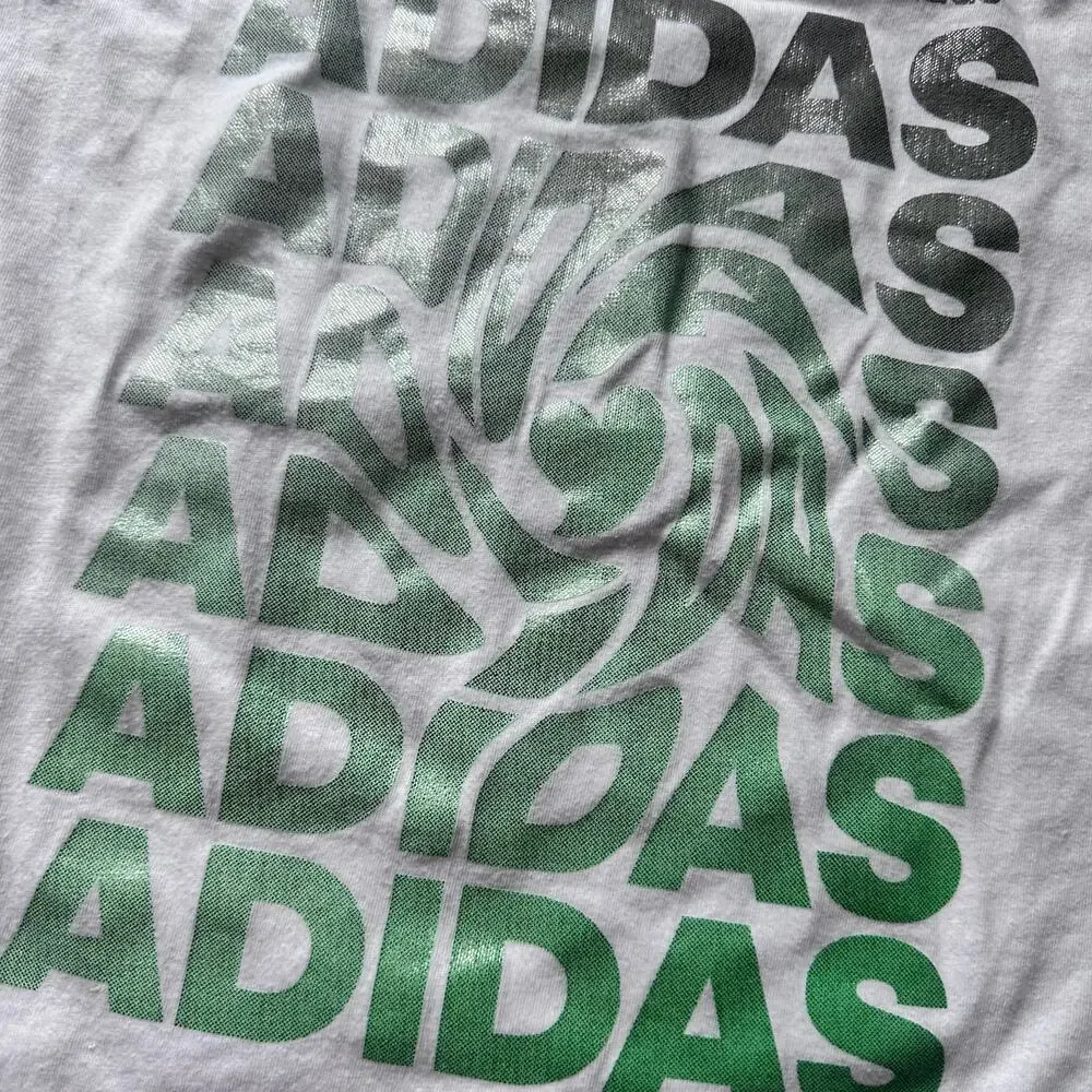 Adidas Girls Small White Logo Athletic Tee Shirt